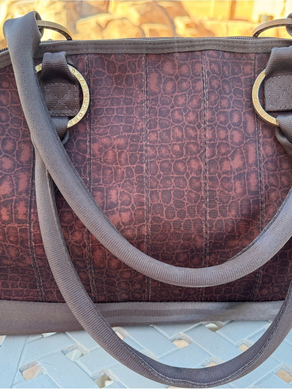 Harvey’s Seatbelt Bowler Bag in Croc Embossed